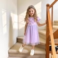 thumbnail image 2 of WAYUTE Girls Dress Sundress Summer Sleeve Floral Embroidery Party Gown for Toddler Baby Formal Vacation Casual Dailywear, 2 of 4