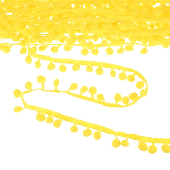 Uxcell Pom Pom Ball Fringe Trim, 20 Yards 11mm Mini Pom Pom Trim Ribbon for Home Decoration/DIY Crafts, Light Yellow