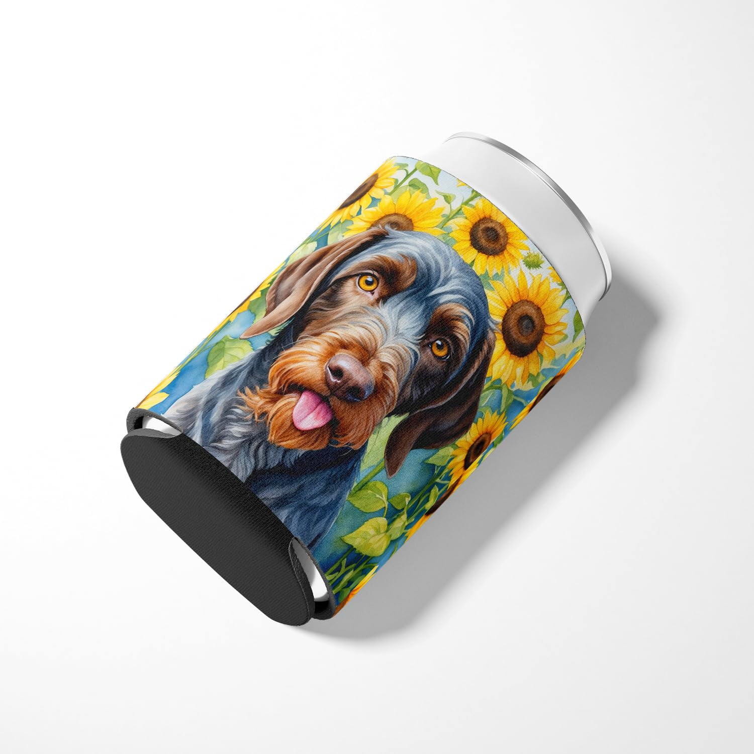 Bedlington Terrier in Sunflowers Can or Bottle Hugger 3 in x 5 in