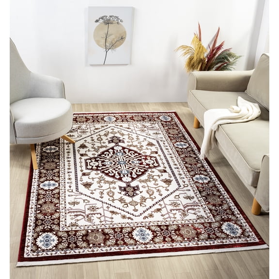 United Weavers Riviera Delphine Accent Rug, Border Pattern, Burgundy, 1'10" X 3'