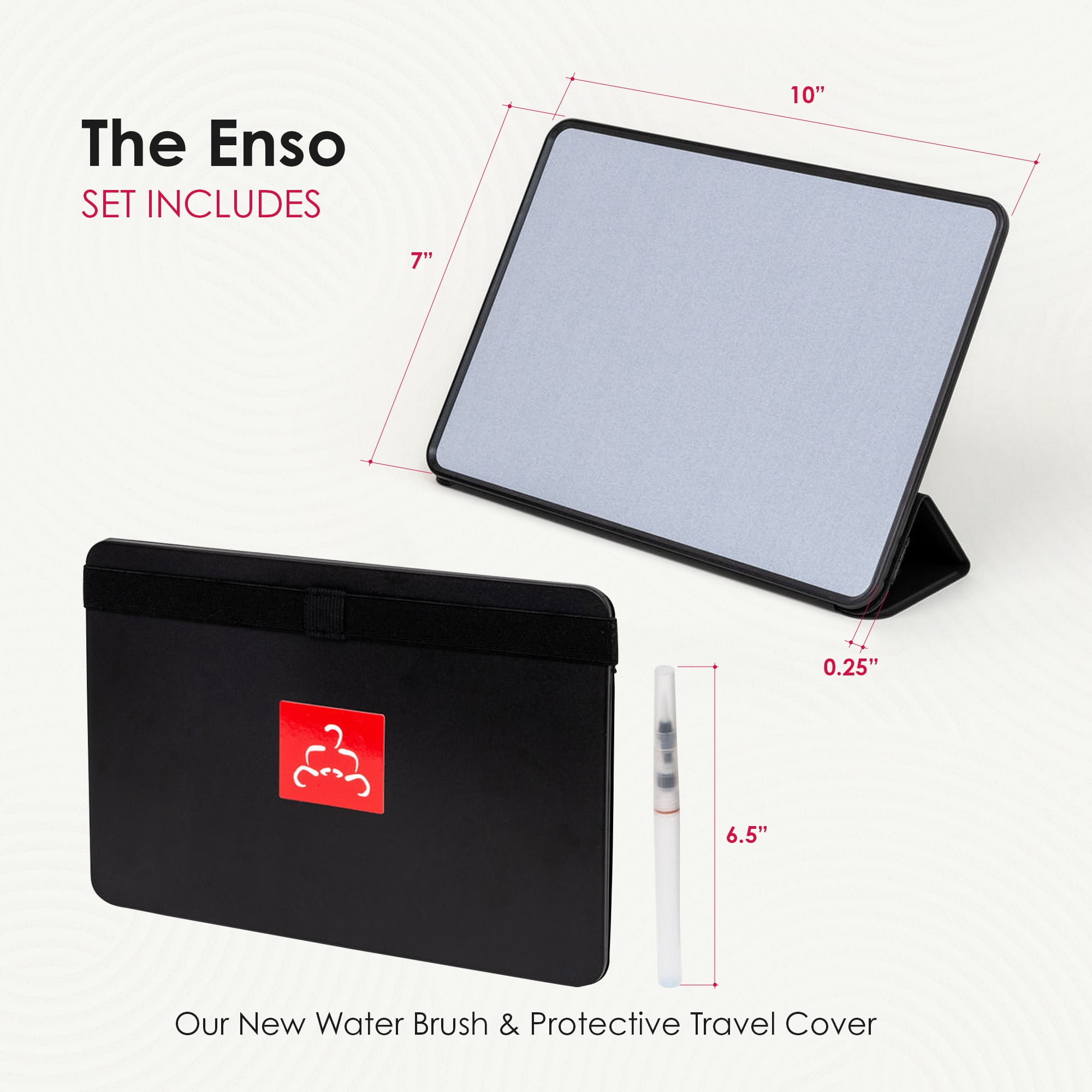 Buddha Board | Enso Portable Water Painting Canvas with Brush | Zen Water Art Set | Water Drawing Boards for Artists | Reusable Canvas Boards for Water Painting and Drawing | Zen Meditation Board