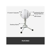 Blue Snowball USB Microphone - Textured White - 2 capsule design - Mac and PC compatible - USB - 3 pickup options - 40Hz - 18kHz
