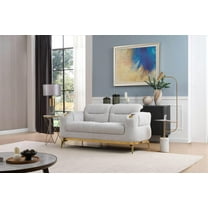 Zoe Loveseat with Cut Chenille & Gold Legs in Gray