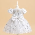 thumbnail image 2 of Flower Girls Embroidered Princess Dress Puff Sleeve Wedding Birthday Party Gown, 2 of 7
