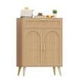 thumbnail image 3 of Rattan Buffet Sideboard Cabinet with Storage, Boho Buffet Table with Adjustable Shelf & Doors, Kitchen Floor Storage Cabinet with Drawer, Coffee Bar for Living Room, Dining Room, Entryway, Natural, 3 of 9