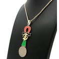 thumbnail image 5 of iJewelry2 Ancient Egyptian Afro-American Colored ANKH Cross with Gye Nyame Motif Gold Tone Box Chain Pendant Necklace 16'', 5 of 5