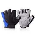 thumbnail image 3 of 1 par de guantes de ciclismo de medio dedo transpirables que absorben los golpes para mujeres y hombres, guantes de bicicleta sin dedos para hacer ejercicio al aire libre, talla M, azul, 3 of 12