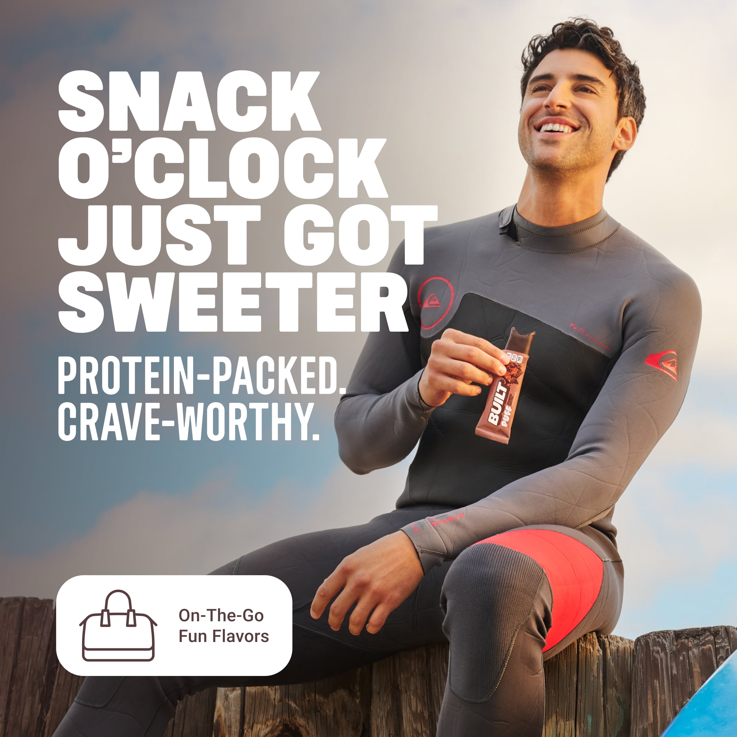 BUILT Puff Protein Bar, Brownie Batter, 17g Protein, Collagen, 140 Calories, 8 Count Box, 1.41 oz Bars