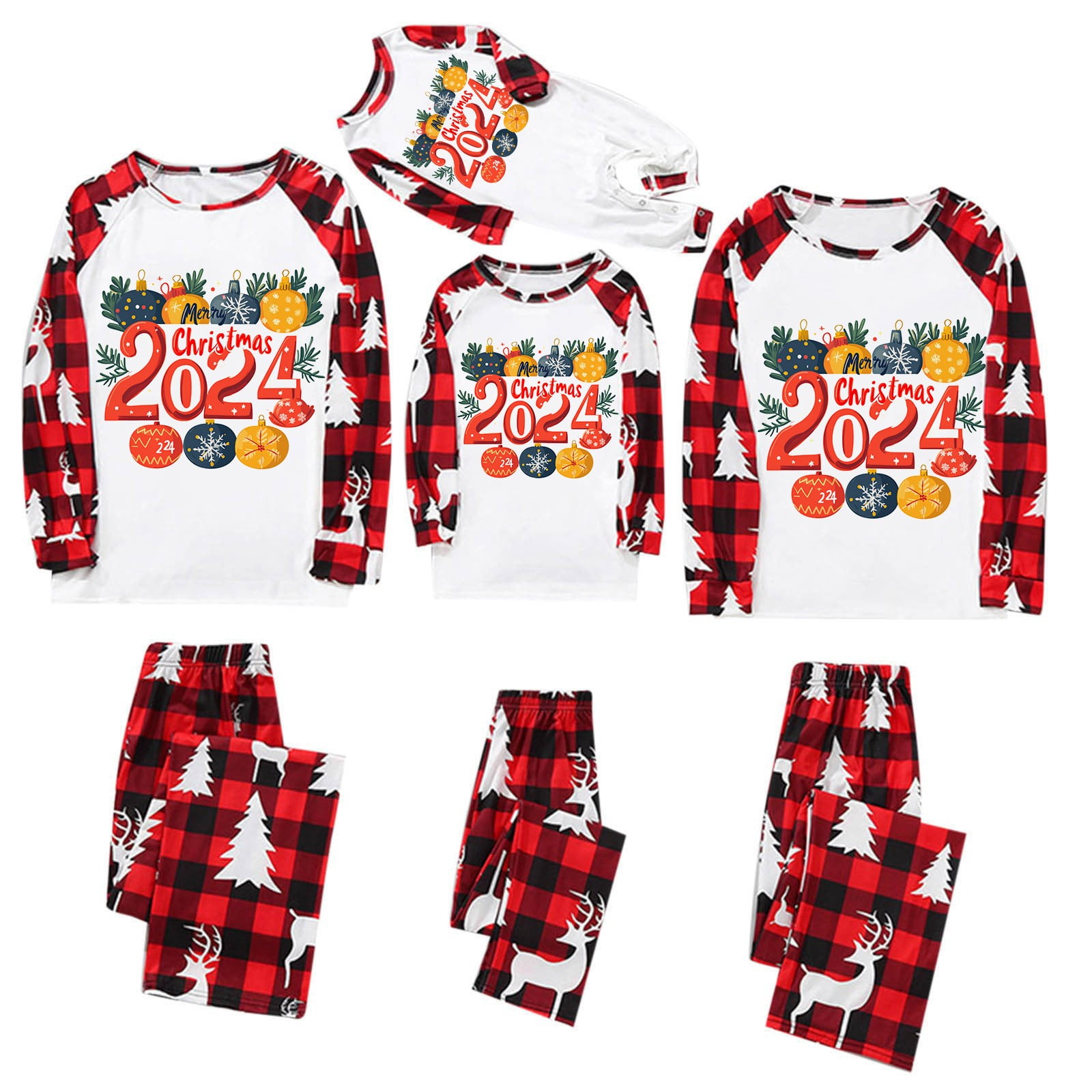Red Checkered Shirt Matching Christmas Pajamas for Family Matching Family Outfits Coordinating Christmas Pjs Christmas Supplies for Family Members Walmart