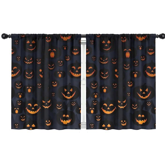 Blackout Kids Curtains,Halloween Glowing Pumpkins Pattern Childrens Insulated Curtains Set Of 2,Bedroom Essentials,Toddler Room Decor 42"x54"