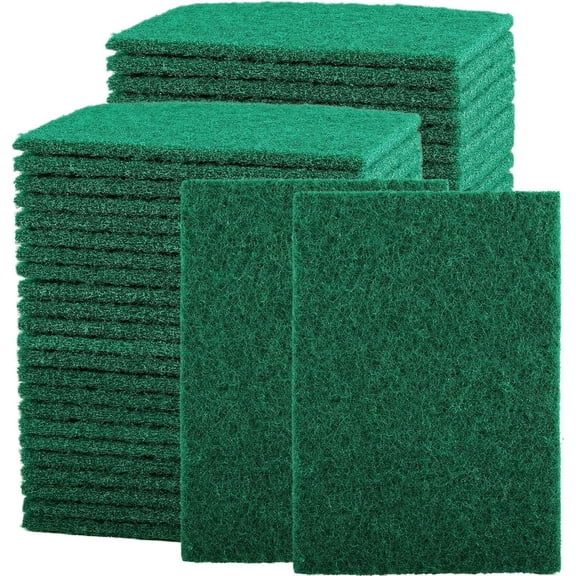 50 Pcs Scouring Pads,Heavy Duty Scour Pads,Non Scratch Scouring Pads,Dish Scrubber Scrubber Pads,Reusable Green Scrub Pads for Household Dishes Kitchen Sink Scrubbers & Metal Grills,4x6in