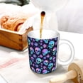 thumbnail image 3 of Yiaed Blue Skull Flower Print Ceramics Coffee,Large Handle Design,Extra Large Tea and Coffee Cup for Office and Home Mugs, 3 of 6