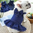 thumbnail image 2 of Ropa vaquera para perros Primavera Verano Vestido para perros Arnés Bulldog francés Vaqueros Gato Pajarita Sudadera con capucha Perros pequeños y grandes Falda con anilla en D York, 2 of 5