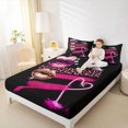 thumbnail image 3 of Castle Fairy Glam Print King Sheets 4pcs,Lipstick Leopard Pattern Bedding,Pink Black,1 Fitted Sheet, 1 Flat Sheet and 2 Pillowcases, 3 of 6
