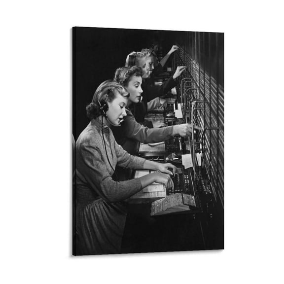Vintage Women Telephone Switchboard Operators 1940 Poster Canvas Wall Art Print For Room Aesthetic And Decor Poster For Bedroom Living Room Bathroom Kitchen Office Decor