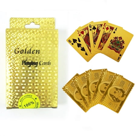 Plated Playing Card - High Quality 24k Gold Foil Plated Card Deck Poker Playing Cards Spades US Dollar