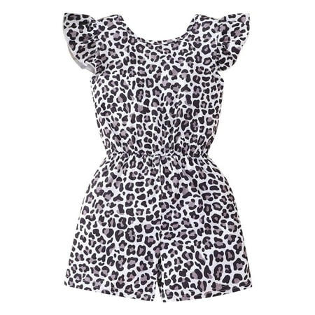 

Rovga Kids Girls Baby Toddler Bodysuits Summer Fly Sleeve Leopard Prints Backless Casual Jumpsuit Clothes