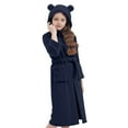 thumbnail image 3 of Cethrio Girls Bathrobes, Warm Winter Fleece Long Sleeve Sleepwear Robes with Belt Navy Size 10-12, 3 of 6
