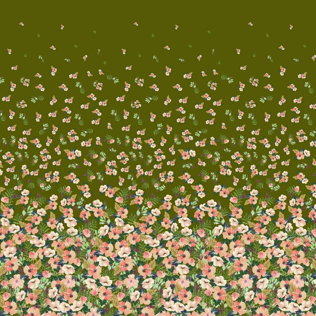 Soimoi Poly Georgette Fabric Leaves & Flower Panel Decor Fabric Printed Yard 42 Inch Wide