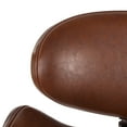 thumbnail image 5 of Noble House Cordele Indoor Upholstered Swivel Barstool, Cognac Brown and Walnut, 5 of 8