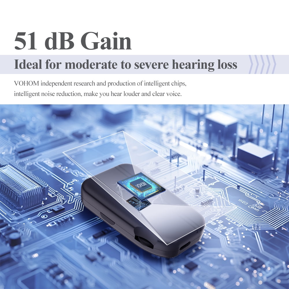 Delmicure Hearing Aids for Seniors, Body-Worn Hearing Aid, Rechargeable, Perfect for Severe Hearing Loss, VHP-302C
