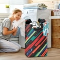 thumbnail image 5 of Yayeee Freestanding Laundry Hamper with Handle Collapsible Large Storage Basket for Clothes, Blue Abstract Lines, 5 of 7