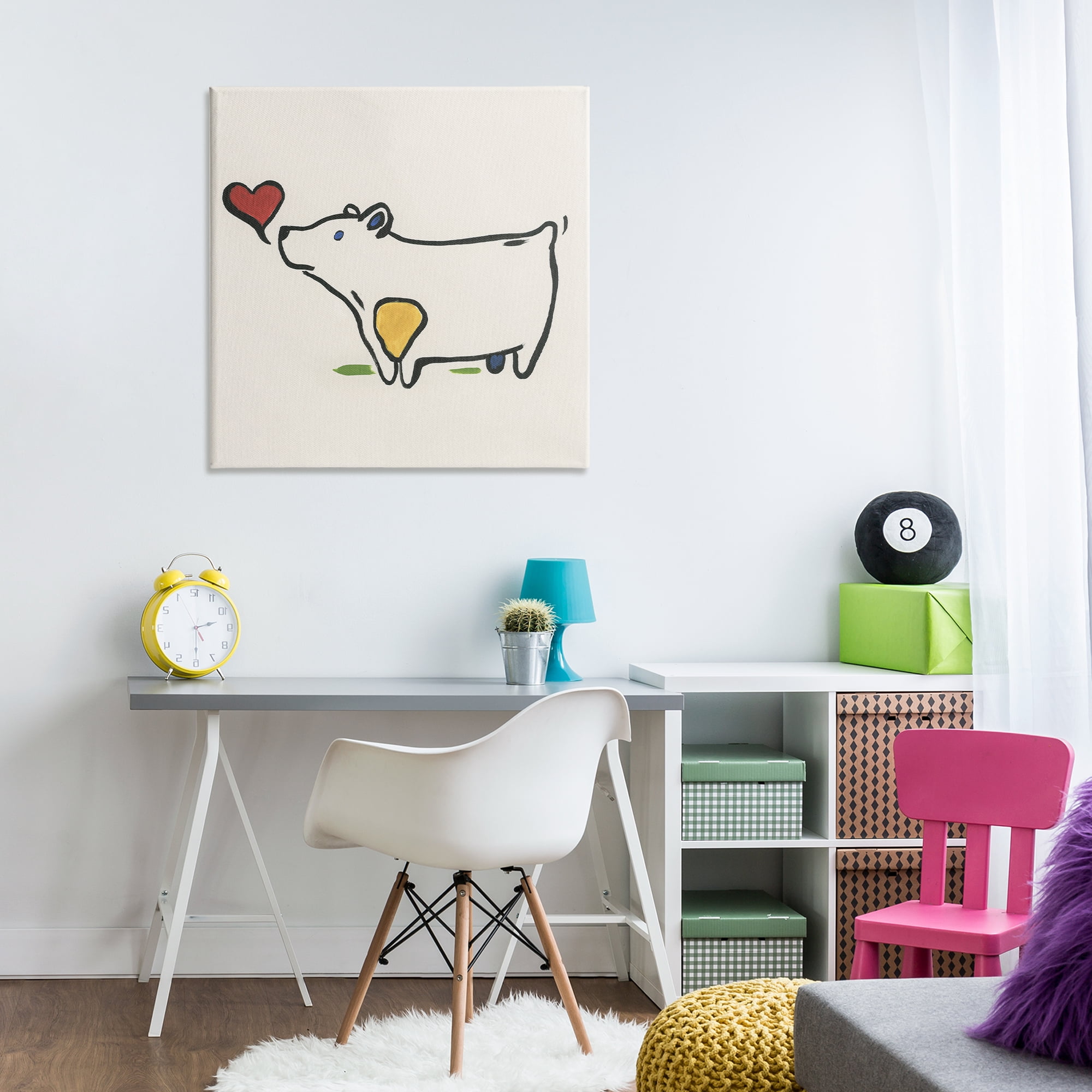 Stupell Industries Bear & Heart Doodle Animals Painting Wrapped Canvas Art Print Wall Art, 30 x 30