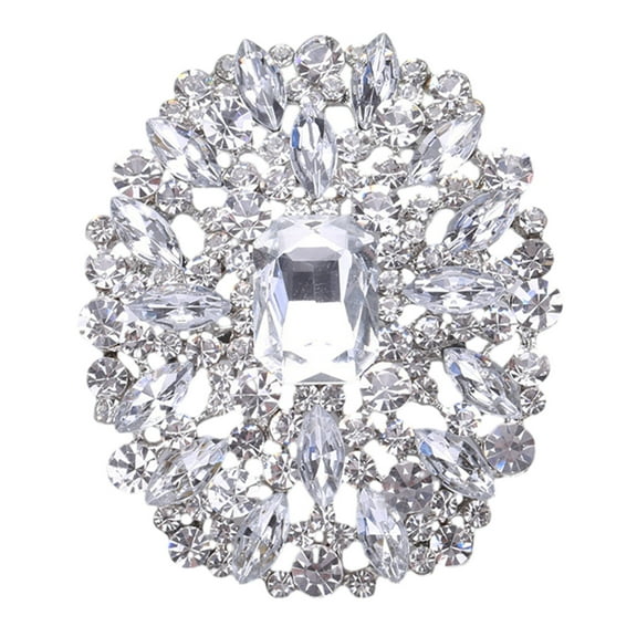 Mightlink Elegant Colorful Glass Brooch Vibrant Color Oval Shape Pin Shawl Scarf Suit Collar Badge Outfit Accessories