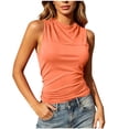 thumbnail image 3 of GERsome Women's Hooded Tank Tops Crew Neck Open Back Lace UP Workout Sleeveless Shirts for Summer Gym Athletic Orange Size S, 3 of 9