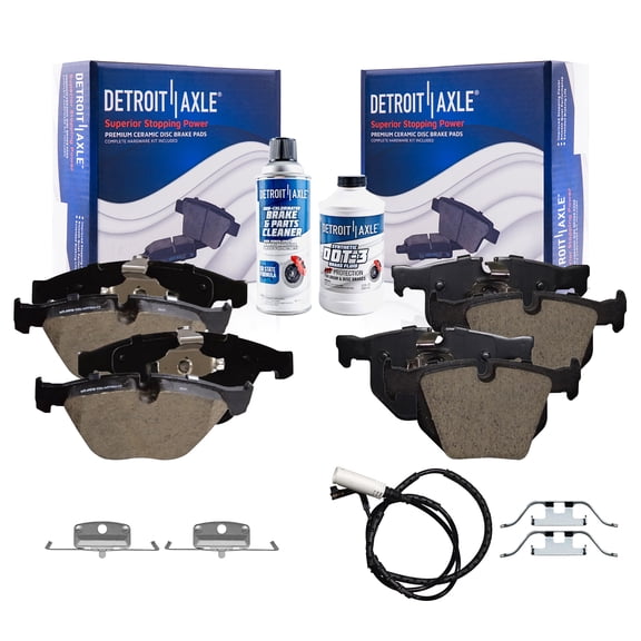 Detroit Axle - Brake Pads for BMW 335d 335i xDrive 335xi 335is, 4 Front & Rear Ceramic Brake Pads w/Hardware Replacement