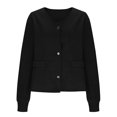 thumbnail image 4 of ClodeEU Women Long Sleeve Crew Neck Knit Sweater ,Button Down Cardigan Sweaters,Lightweight Open Front Top With Pockets Black,Womens Plus L, 4 of 6