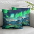 thumbnail image 3 of Orinice Aurora Mountains Lake Graphic Decorative Pillow Cover for Home Couch Living Room Bed Sofa 24x24in, 3 of 5