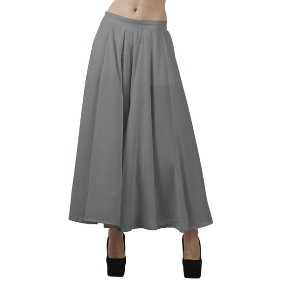 Moomaya WoMen's Flair Wide Leg Plazzo Pants Solid Color Elastic Waist Bottomwear