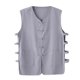 thumbnail image 2 of Camiseta sin mangas con cuello en V para hombre, cómoda, lisa, sin mangas, con botones, cuello en V, informal, de poliéster, 2 of 7