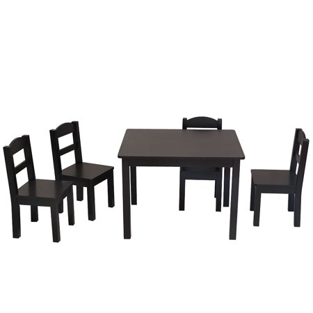 Fairnull Kids Wood Table & 4 Chairs Set Espresso