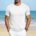 thumbnail image 2 of Men Summer Outdoor Sports Leisure Fitness Round Neck Short Sleeve T Shirt Running Athletic T-Shirts Short Sleeve Gym Tops XXL White Men's Short Sleeved T Shirt, 2 of 9