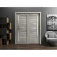 thumbnail image 3 of Slab Barn Door Panel 24 x 96 inches | Quadro 4088 Nebraska Grey with Frosted Glass | Sturdy Finished Interior Doors | Pocket Closet Sliding, 3 of 5
