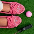 thumbnail image 2 of Minnetonka Women’s Thunderbird “Animikii” Hardsole – Moccasins for Women with a Classic Leather Moccasin Silhouette, Cushioned Footbed, and Beaded Moccasin Design, Pink, Size 5.5, 2 of 7
