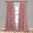 thumbnail image 5 of Ambesonne Geometric Curtains, Stars and Stripe Theme, Pair of 28"x84", Navy Blue Coconut Red, 5 of 5