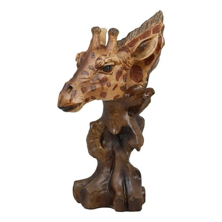 Ebros Safari Giraffe Head Bust On Woodlike Branch Statue 11.5