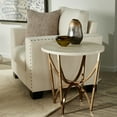 thumbnail image 2 of Weston Home Natasha Champagne Gold Glam Round End Table With White Faux Marble Top, 2 of 5