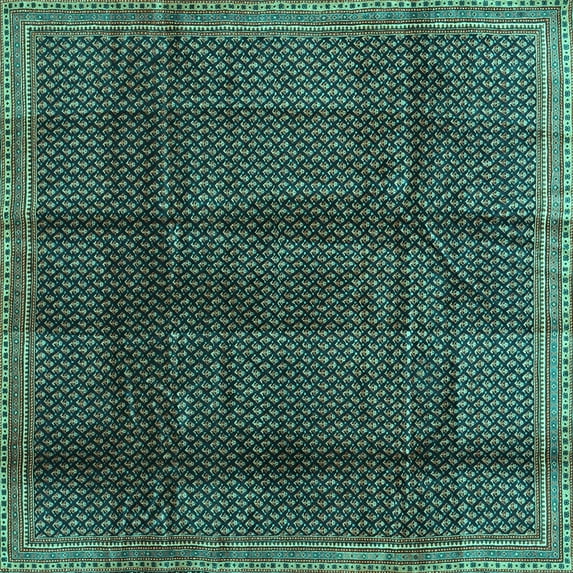 Ahgly Company Indoor Square Abstract Turquoise Blue Contemporary Area Rugs, 3' Square