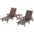 thumbnail image 1 of Bayport Ensemble de 3 Pcs de Chaises Longues/table Inclinables en Plastique HDPE pour Extérieur Marron Foncé, 1 of 6