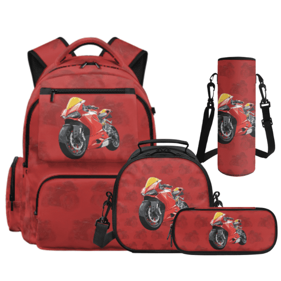 Binienty Durable Kids Backpack Set with Rucksack Lunch Box Pen Bag Cup Sleeve, 4 Pcs Set School Backpack Set Suitable for Back to School Outdoor
