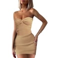 thumbnail image 3 of Ladies Bodycon Knitted Short Dress, Sleeveless Backless Hip Skirt, 3 of 4