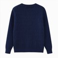 thumbnail image 3 of Cdudpw Girls' Long Sleeve Knitted Cardigan Kids Button Closure Shrug Sweaters Cropped Jacket Tops(M242-Blue), 3 of 9