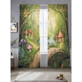 thumbnail image 3 of Sheer Curtains 84 Inches Long 2 Panels, Vintage Mushroom Cottage Forest Rod Pocket Curtain Voile Draperies, Fairy Tale World Light Filtering Window Treatment for Living Room Kitchen Bedroom, 3 of 8