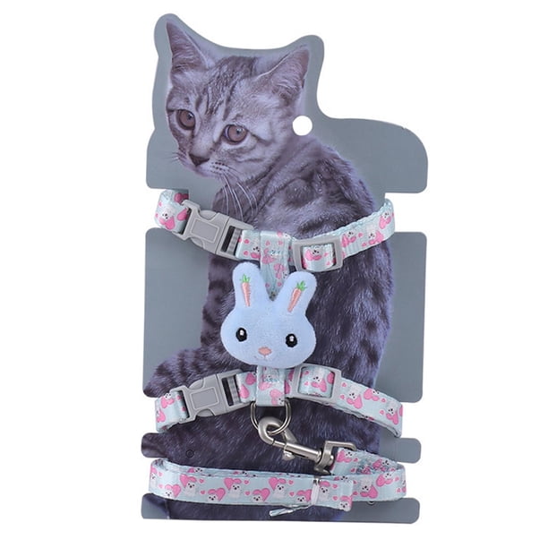 Correa suave para gatos y perros pequeños, adiestramiento de mascotas, antiescapes, ajustable para exteriores. Azul S