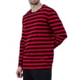 thumbnail image 3 of FastRockee Long Sleeve T Shirts for Mens Crew Neck Tshirts Size L Classic Red and Black Stripe Cotton Soft, 3 of 9