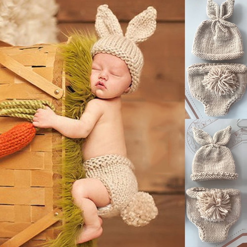 Dtower Newborn Baby Photography Props Infant Boy Girl Knitted Photo Outfits, Infant Girl's, Size: No.1, Beige